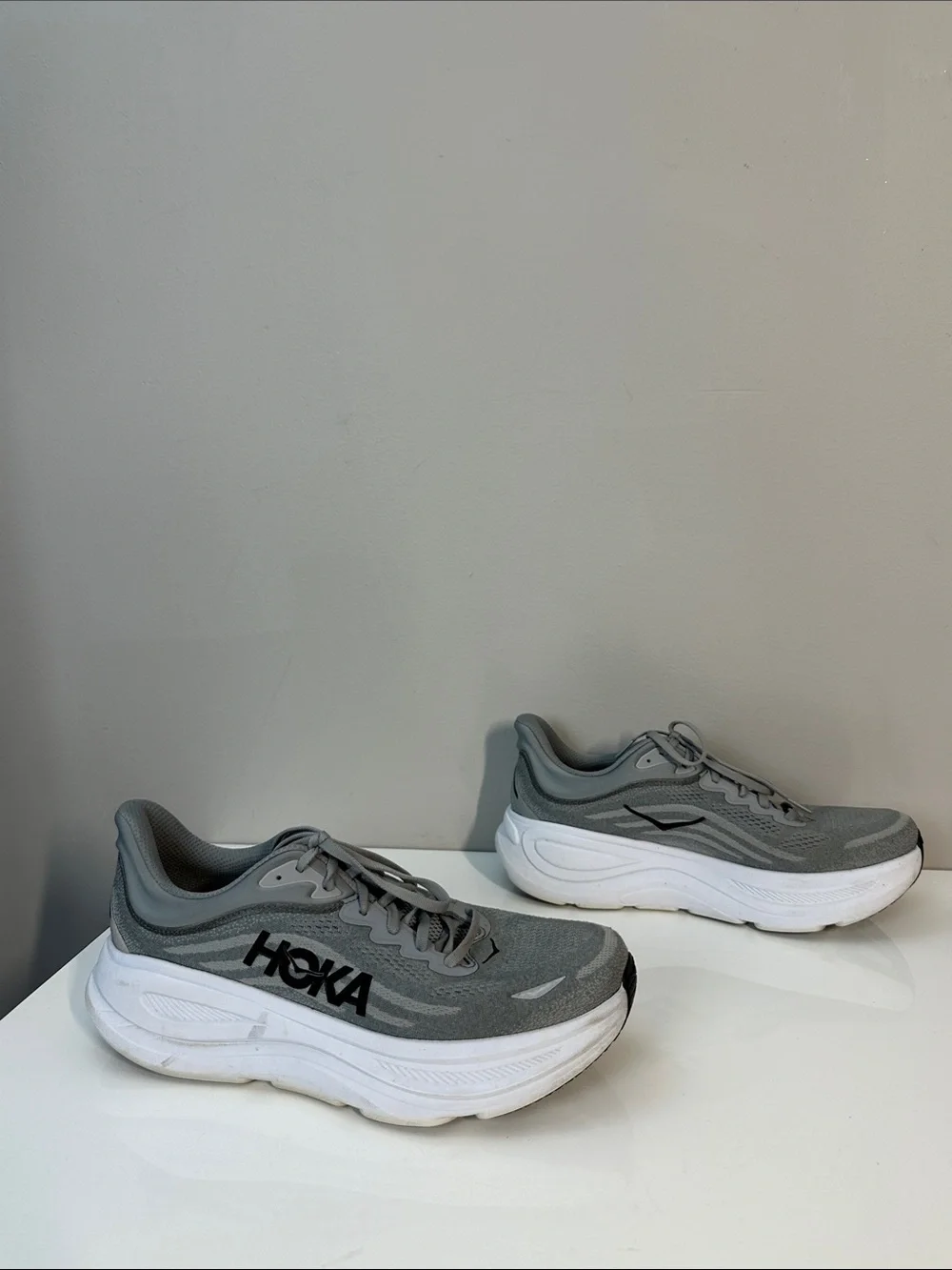 Hoka Mens Bondi 9 Running Sneakers Galactic Grey Stellar Gray Size 12.5D